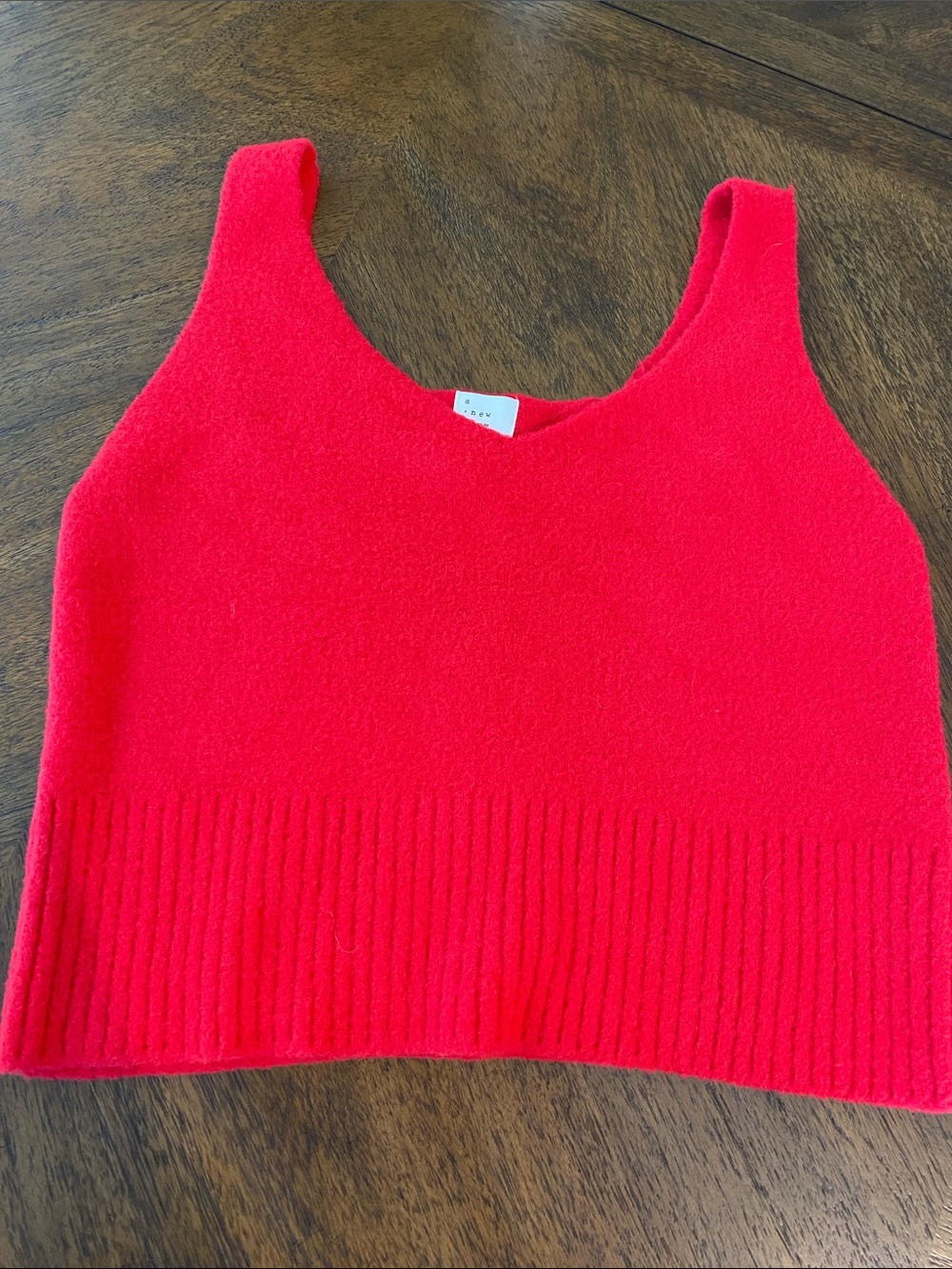 a new day Bright Red Ribbed Crop Tank